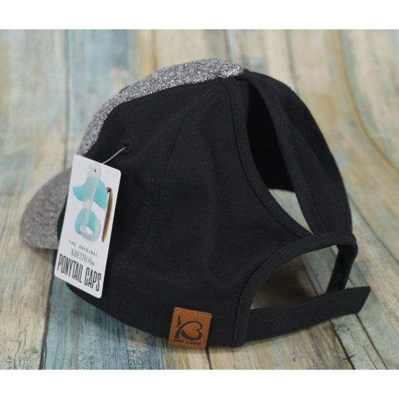 KBethos Ponytail Caps Women's Silver Glitter Hook & Loop Back NEW - Picture 5 of 9